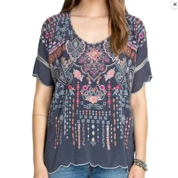 Johnny Was Tops - Johnny Was Vanna Embroidered Blouse